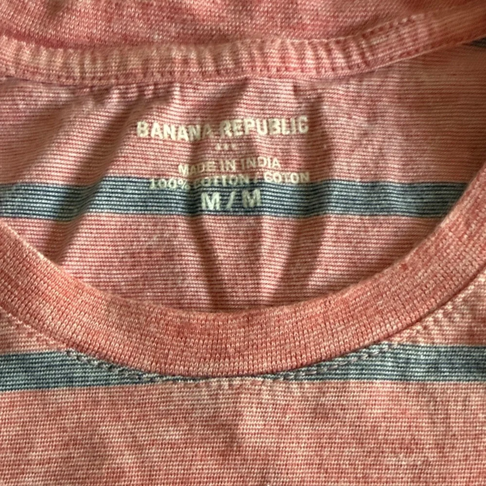 Banana Republic Coral and Gray Striped Tee